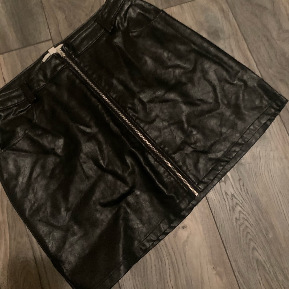 Black faux leather skirt